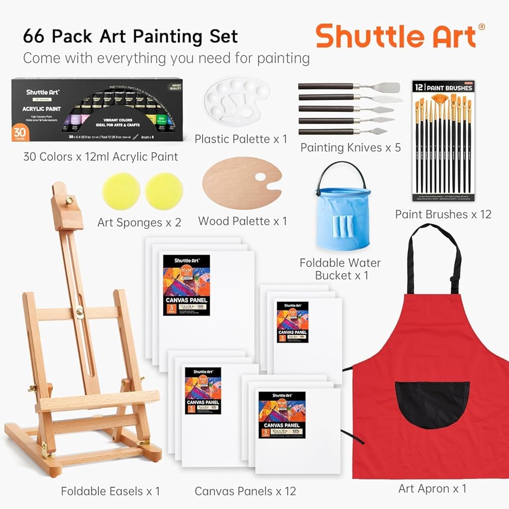 Amazon.co.jp: Shuttle Art アクリル絵の具 66点セット 30色